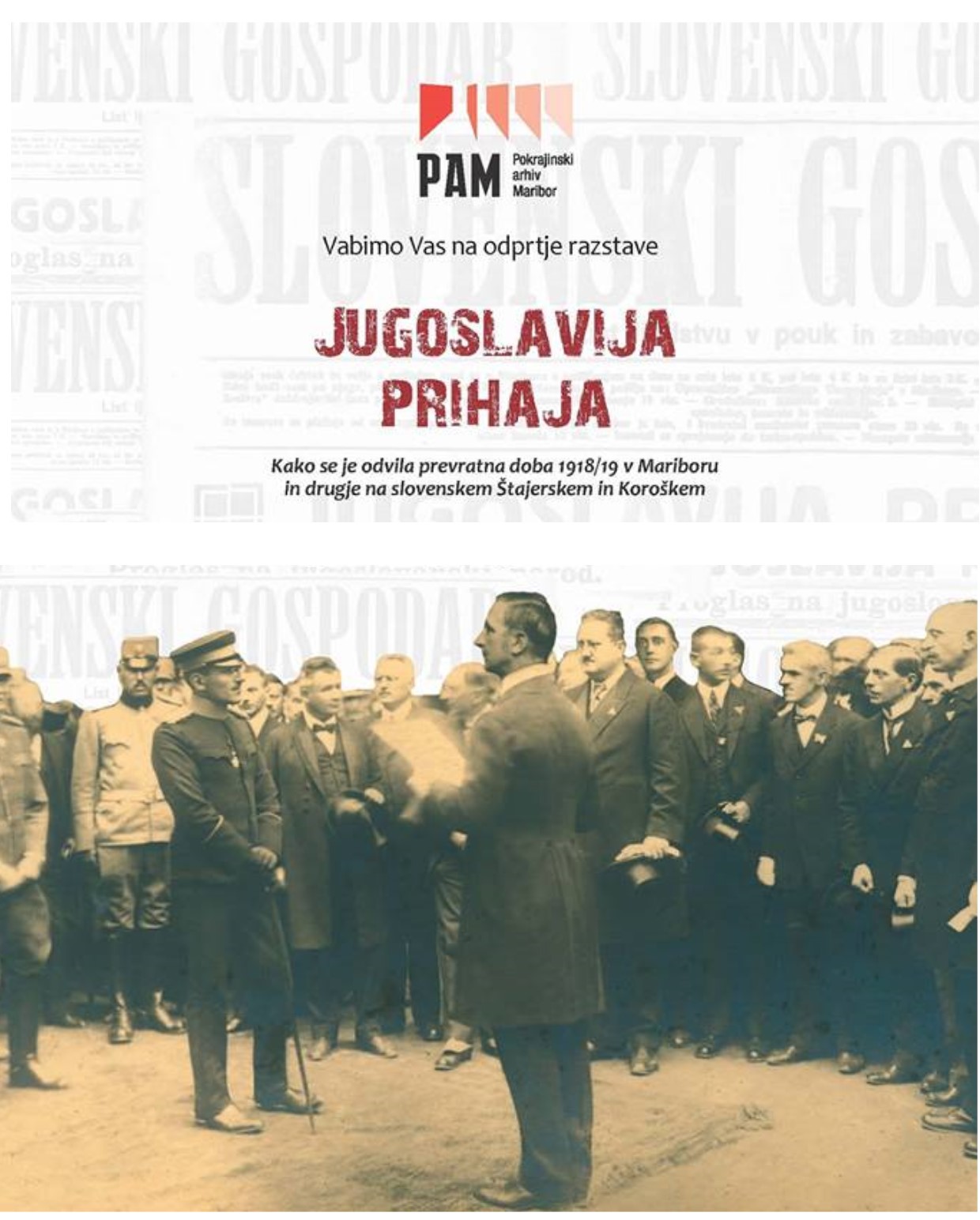 Vabilo na razstavo Jugoslavija prihaja